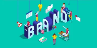 Brand identity design featuring creative typography, visual elements, and brand development.