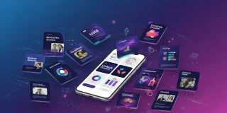 Social media graphic design concepts displayed across digital devices and promotional layouts.